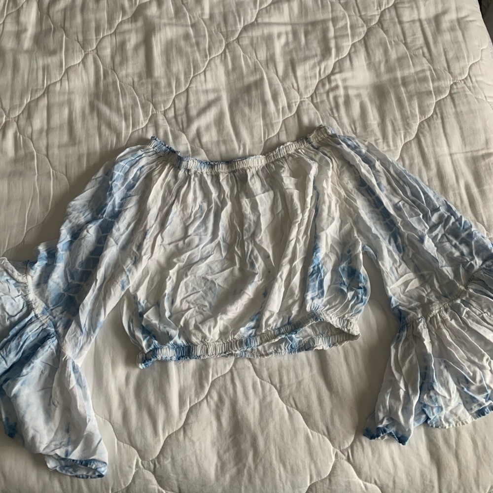 Blue & White Boho Top